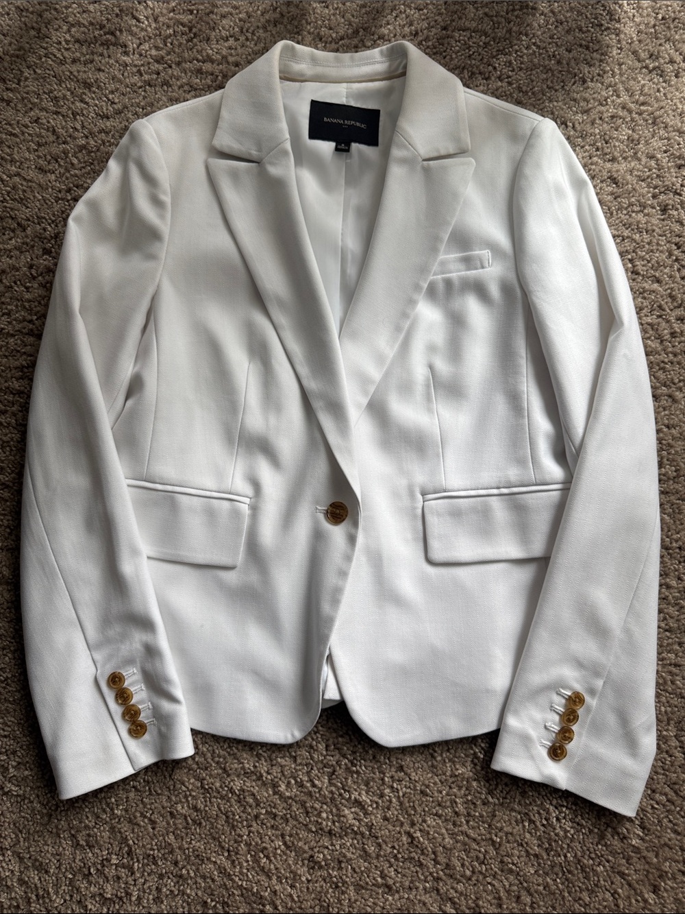 Banana Republic Women's White Single-Button Notch Lapel Blazer